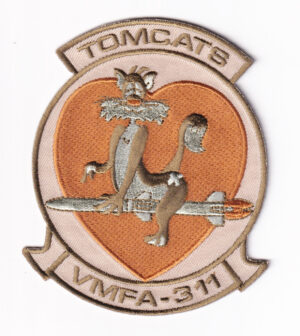 VMFA-311 Tomcats (Tan) Chest Patch, Hook and Loop, 4 inches